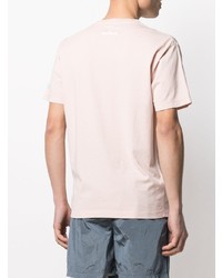 rosa bedrucktes T-Shirt mit einem Rundhalsausschnitt von Stone Island