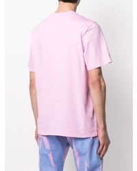 rosa bedrucktes T-Shirt mit einem Rundhalsausschnitt von MSGM