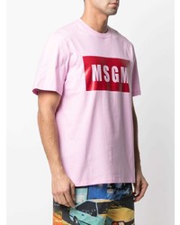 rosa bedrucktes T-Shirt mit einem Rundhalsausschnitt von MSGM