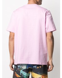 rosa bedrucktes T-Shirt mit einem Rundhalsausschnitt von MSGM