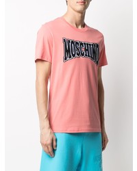 rosa bedrucktes T-Shirt mit einem Rundhalsausschnitt von Moschino