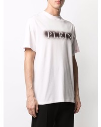 rosa bedrucktes T-Shirt mit einem Rundhalsausschnitt von Philipp Plein