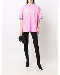 rosa bedrucktes T-Shirt mit einem Rundhalsausschnitt von Balenciaga