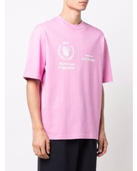 rosa bedrucktes T-Shirt mit einem Rundhalsausschnitt von Balenciaga