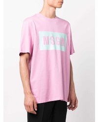 rosa bedrucktes T-Shirt mit einem Rundhalsausschnitt von MSGM