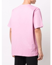 rosa bedrucktes T-Shirt mit einem Rundhalsausschnitt von MSGM