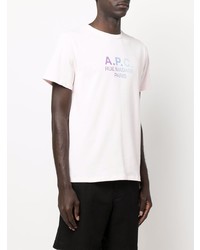 rosa bedrucktes T-Shirt mit einem Rundhalsausschnitt von A.P.C.