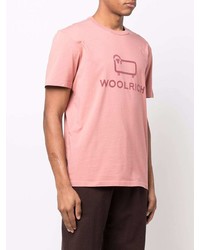 rosa bedrucktes T-Shirt mit einem Rundhalsausschnitt von Woolrich