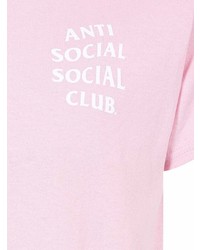 rosa bedrucktes T-Shirt mit einem Rundhalsausschnitt von Anti Social Social Club