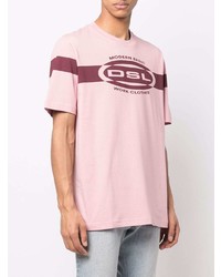 rosa bedrucktes T-Shirt mit einem Rundhalsausschnitt von Diesel