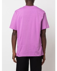 rosa bedrucktes T-Shirt mit einem Rundhalsausschnitt von MSGM