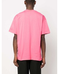 rosa bedrucktes T-Shirt mit einem Rundhalsausschnitt von MSGM