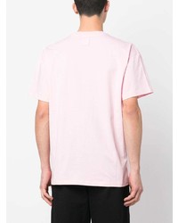 rosa bedrucktes T-Shirt mit einem Rundhalsausschnitt von Raf Simons