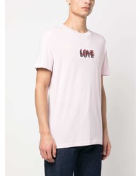 rosa bedrucktes T-Shirt mit einem Rundhalsausschnitt von Viktor & Rolf