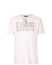 rosa bedrucktes T-Shirt mit einem Rundhalsausschnitt von Loveless