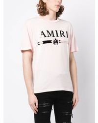 rosa bedrucktes T-Shirt mit einem Rundhalsausschnitt von Amiri