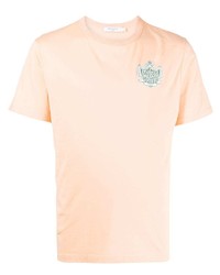 rosa bedrucktes T-Shirt mit einem Rundhalsausschnitt von MAISON KITSUNÉ