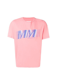 rosa bedrucktes T-Shirt mit einem Rundhalsausschnitt von Maison Margiela