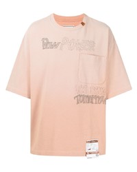 rosa bedrucktes T-Shirt mit einem Rundhalsausschnitt von Maison Mihara Yasuhiro