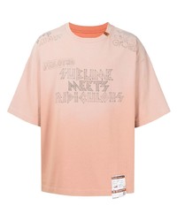 rosa bedrucktes T-Shirt mit einem Rundhalsausschnitt von Maison Mihara Yasuhiro