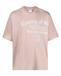 rosa bedrucktes T-Shirt mit einem Rundhalsausschnitt von Marcelo Burlon County of Milan