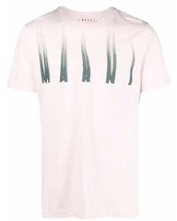 rosa bedrucktes T-Shirt mit einem Rundhalsausschnitt von Marni