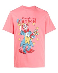 rosa bedrucktes T-Shirt mit einem Rundhalsausschnitt von Martine Rose