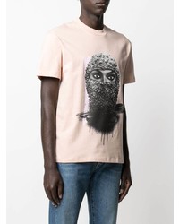 rosa bedrucktes T-Shirt mit einem Rundhalsausschnitt von Ih Nom Uh Nit