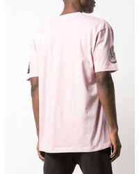 rosa bedrucktes T-Shirt mit einem Rundhalsausschnitt von Supreme