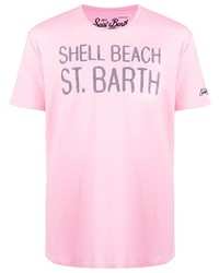 rosa bedrucktes T-Shirt mit einem Rundhalsausschnitt von MC2 Saint Barth