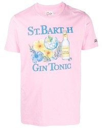 rosa bedrucktes T-Shirt mit einem Rundhalsausschnitt von MC2 Saint Barth