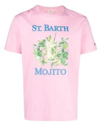 rosa bedrucktes T-Shirt mit einem Rundhalsausschnitt von MC2 Saint Barth