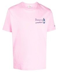 rosa bedrucktes T-Shirt mit einem Rundhalsausschnitt von MC2 Saint Barth