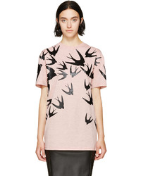 rosa bedrucktes T-Shirt mit einem Rundhalsausschnitt von MCQ