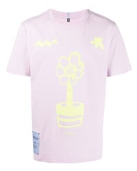 rosa bedrucktes T-Shirt mit einem Rundhalsausschnitt von McQ