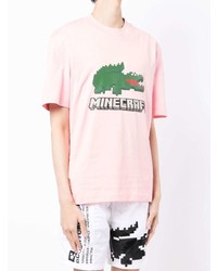 rosa bedrucktes T-Shirt mit einem Rundhalsausschnitt von Lacoste