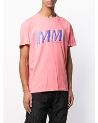 rosa bedrucktes T-Shirt mit einem Rundhalsausschnitt von Maison Margiela