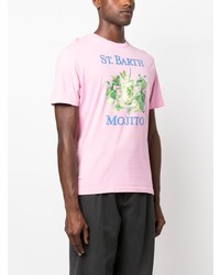 rosa bedrucktes T-Shirt mit einem Rundhalsausschnitt von MC2 Saint Barth