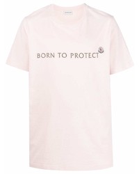 rosa bedrucktes T-Shirt mit einem Rundhalsausschnitt von Moncler