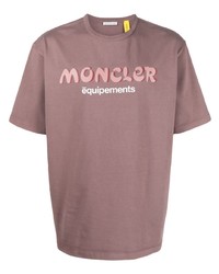 rosa bedrucktes T-Shirt mit einem Rundhalsausschnitt von Moncler