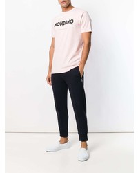 rosa bedrucktes T-Shirt mit einem Rundhalsausschnitt von Wood Wood