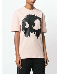 rosa bedrucktes T-Shirt mit einem Rundhalsausschnitt von McQ Alexander McQueen