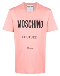 rosa bedrucktes T-Shirt mit einem Rundhalsausschnitt von Moschino