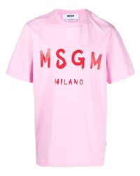 rosa bedrucktes T-Shirt mit einem Rundhalsausschnitt von MSGM