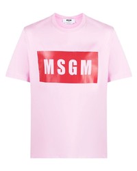 rosa bedrucktes T-Shirt mit einem Rundhalsausschnitt von MSGM