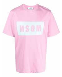 rosa bedrucktes T-Shirt mit einem Rundhalsausschnitt von MSGM