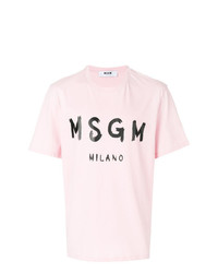 rosa bedrucktes T-Shirt mit einem Rundhalsausschnitt von MSGM