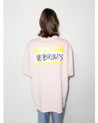 rosa bedrucktes T-Shirt mit einem Rundhalsausschnitt von Vetements