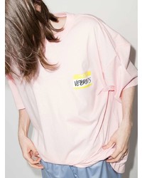 rosa bedrucktes T-Shirt mit einem Rundhalsausschnitt von Vetements