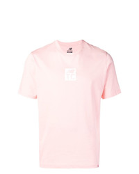 rosa bedrucktes T-Shirt mit einem Rundhalsausschnitt von New Balance